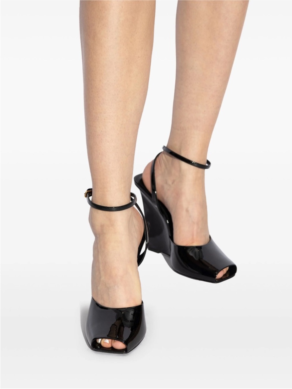 Saint Laurent La Scandale 110 patent leather wedge sandals